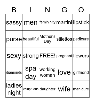 Ladies Night Bingo Card