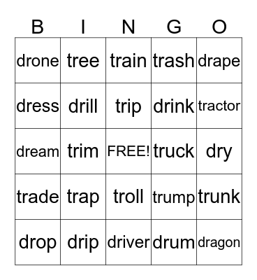 dr, tr bingo Card