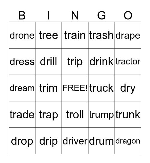 dr, tr bingo Card