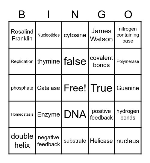 DNA Bingo Card