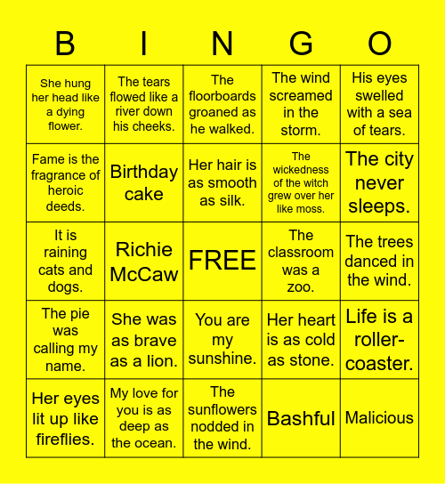 Room 11 -- Language Features Bingo! Bingo Card