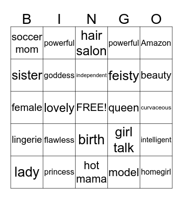 Ladies Night Bingo Card