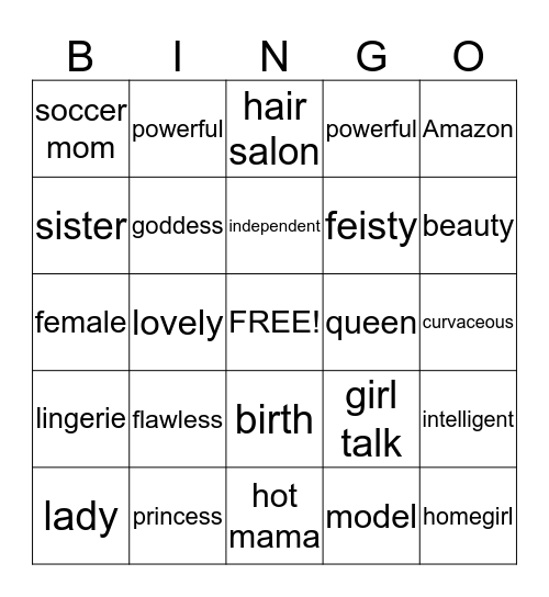 Ladies Night Bingo Card