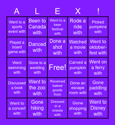 Alex Bingo Card