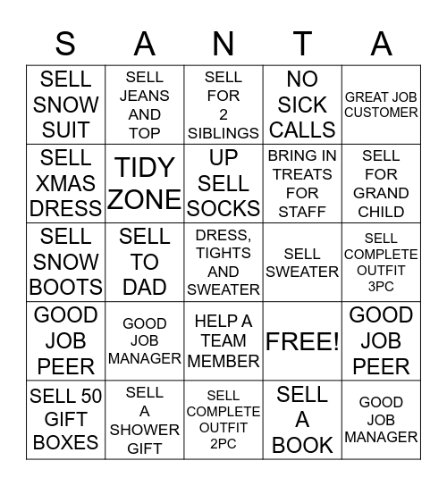 CHRISTMAS FUN Bingo Card