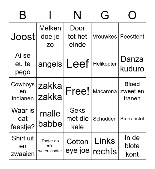 Team Swaenensteyn Bingo Card