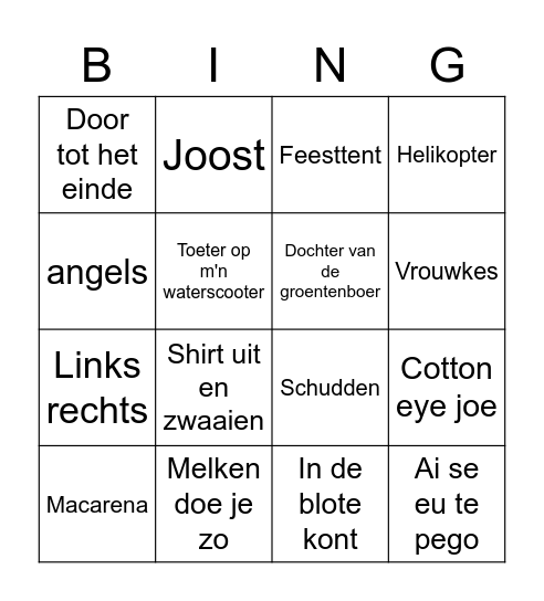 Team Swaenensteyn Bingo Card