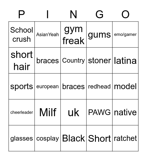 PUSSY Bingo Card