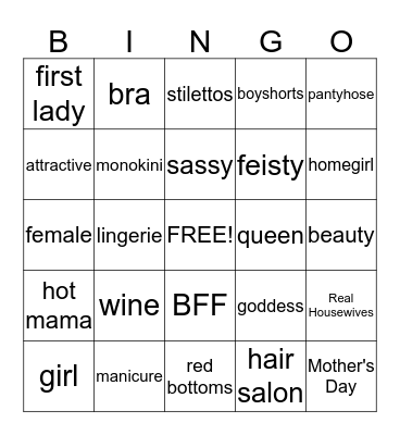 Ladies Night Bingo Card