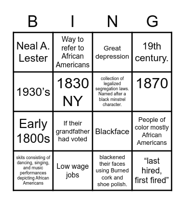 klinski Bingo Card