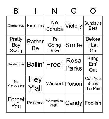 Music Bingo! Bingo Card