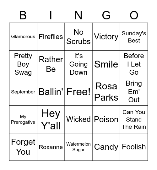 Music Bingo! Bingo Card