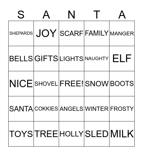 Christmas Times Bingo Card
