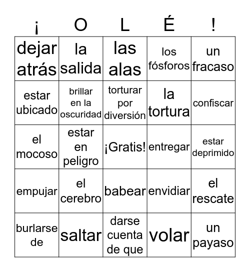 Spanish 5 - Cuento de los Juguetes - Listas 7-8-9 Bingo Card
