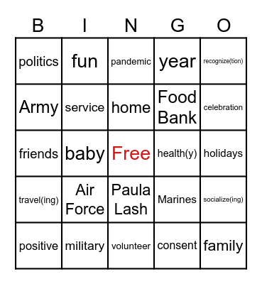 2020 Year-end Celebration Bingo Card