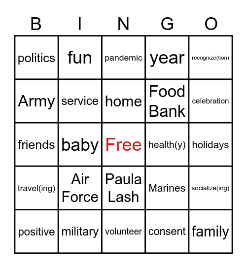2020 Year-end Celebration Bingo Card
