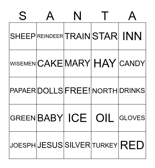 MERRY CHRISTMAS Bingo Card