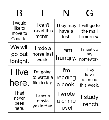 T3 REPORTED SPEECH BINGO Card