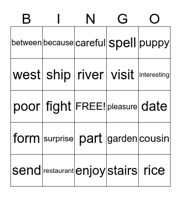 6th Grade Review Bingo Card