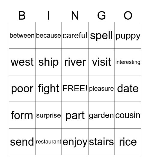 6th Grade Review Bingo Card