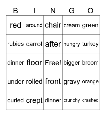 One is a Feast for a Mouse /r/ listening Lotto Bingo Card