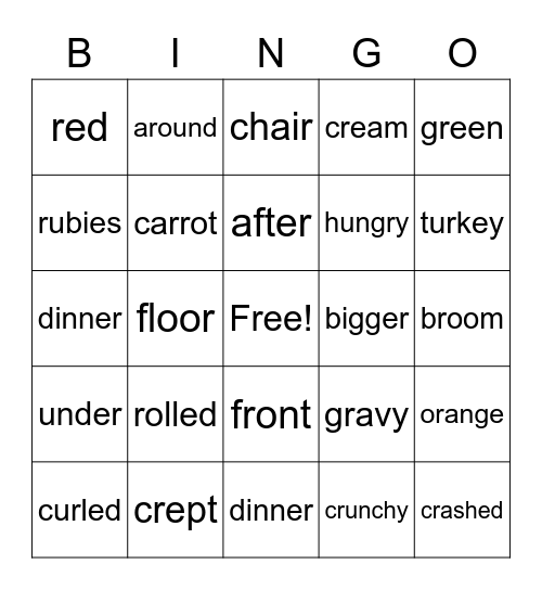One is a Feast for a Mouse /r/ listening Lotto Bingo Card