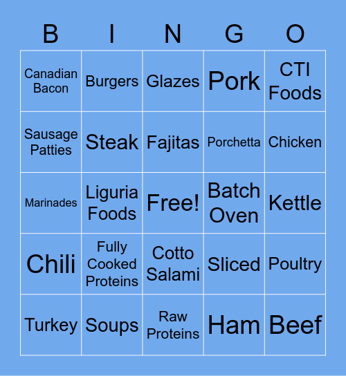 CTI FOODS Bingo Card