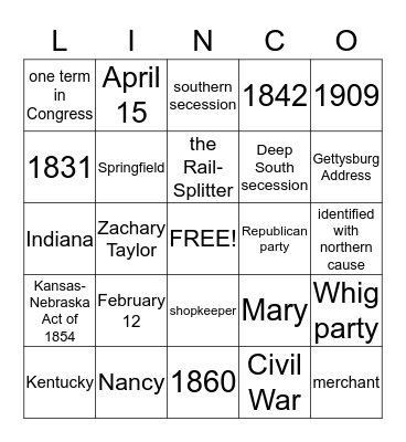 LINCO Bingo Card