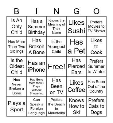 Core Member Bingo Card