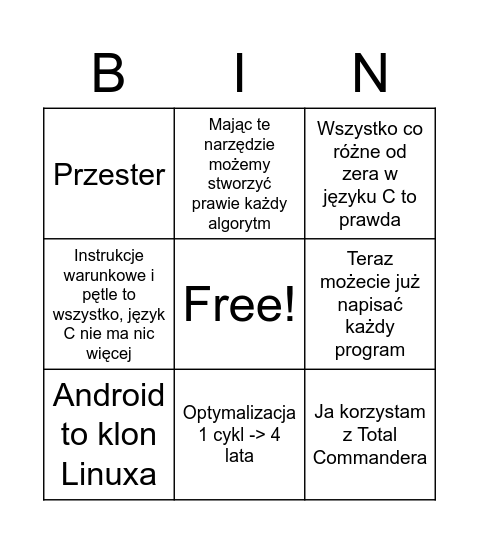 Algorytmy i struktury danych Bingo Card