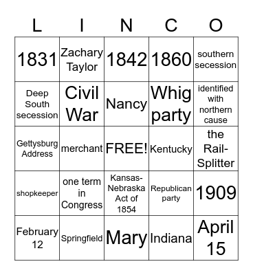 LINCO Bingo Card