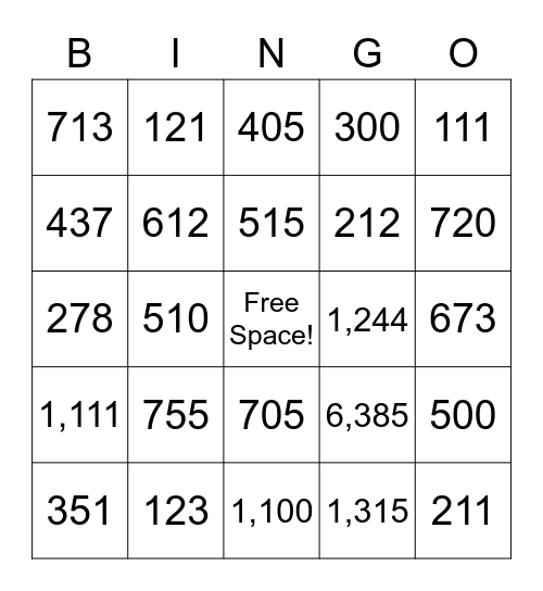 Subtraction Bingo! Bingo Card