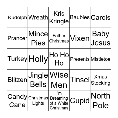 MERRY XMAS Bingo Card
