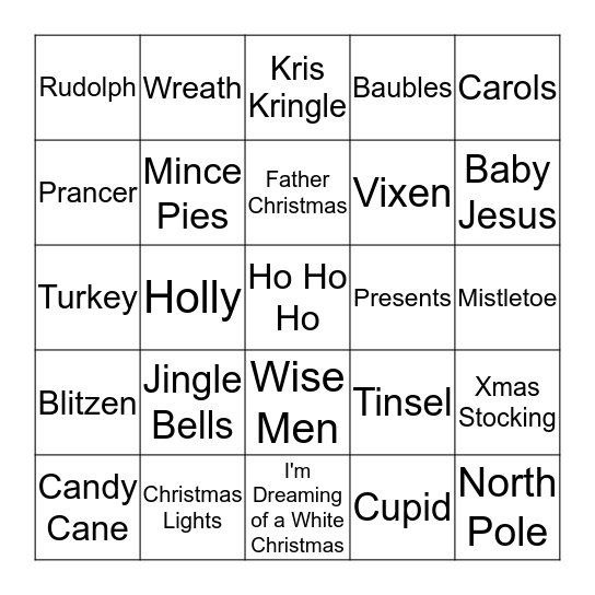 MERRY XMAS Bingo Card