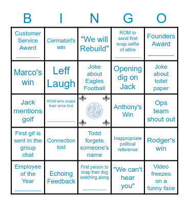 Ops Team Zoom Awards Bingo Card