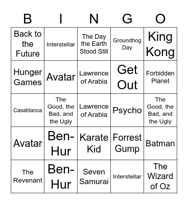 Charlotte's Movie Bingo Card