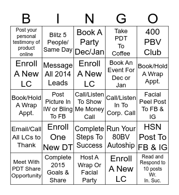 IT WORKS DECEMBER BINGO Card