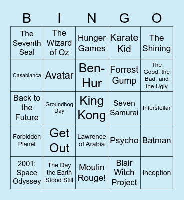 Charlotte's Movie Bingo Card