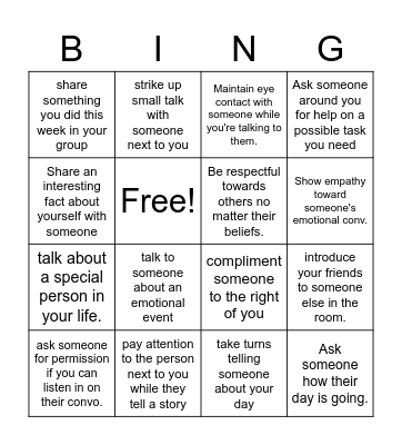 Social Bingo Card