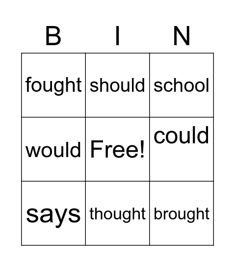 Sight Words Set 5 Bingo Card