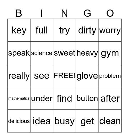 5th Grade Review Bingo Card