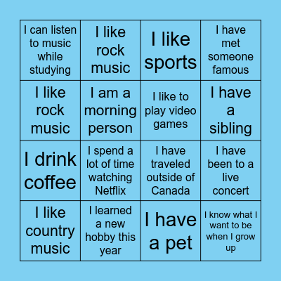 Group Bingo! Bingo Card