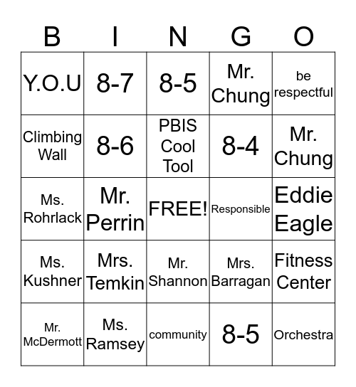 Succes Chute Bingo Card