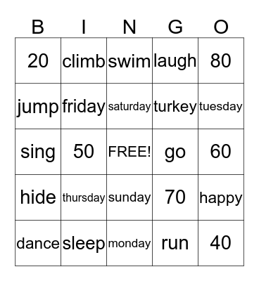 2nd Grade Review Bingo Card