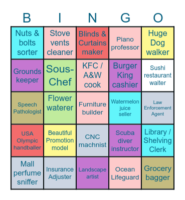 Various Jobs Bingo Card