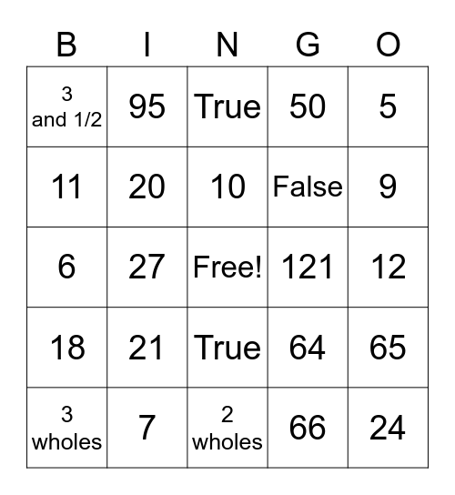 Math Club Bingo Card