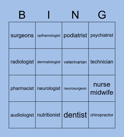 Medical Bingo! Bingo Card