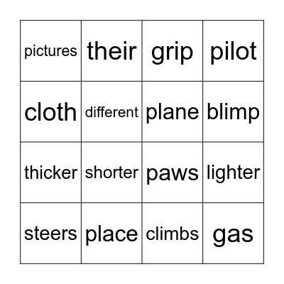 The Blimp & The Thumb  1.8 Bingo Card
