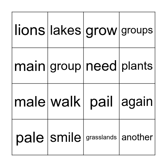 Rain & Big Cats With Manes  1.3 Bingo Card