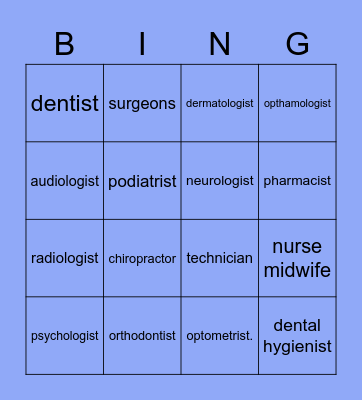 Medical Bingo! Bingo Card